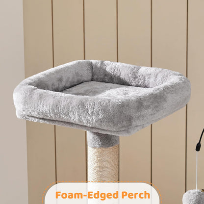 Yaheetech Cat Tree, 53.5 Inch Pet Play House with Sisal Scratching Posts, Condo, Perches, Wide Platform for Indoor Kittens/Adult Cats, Light Gray
