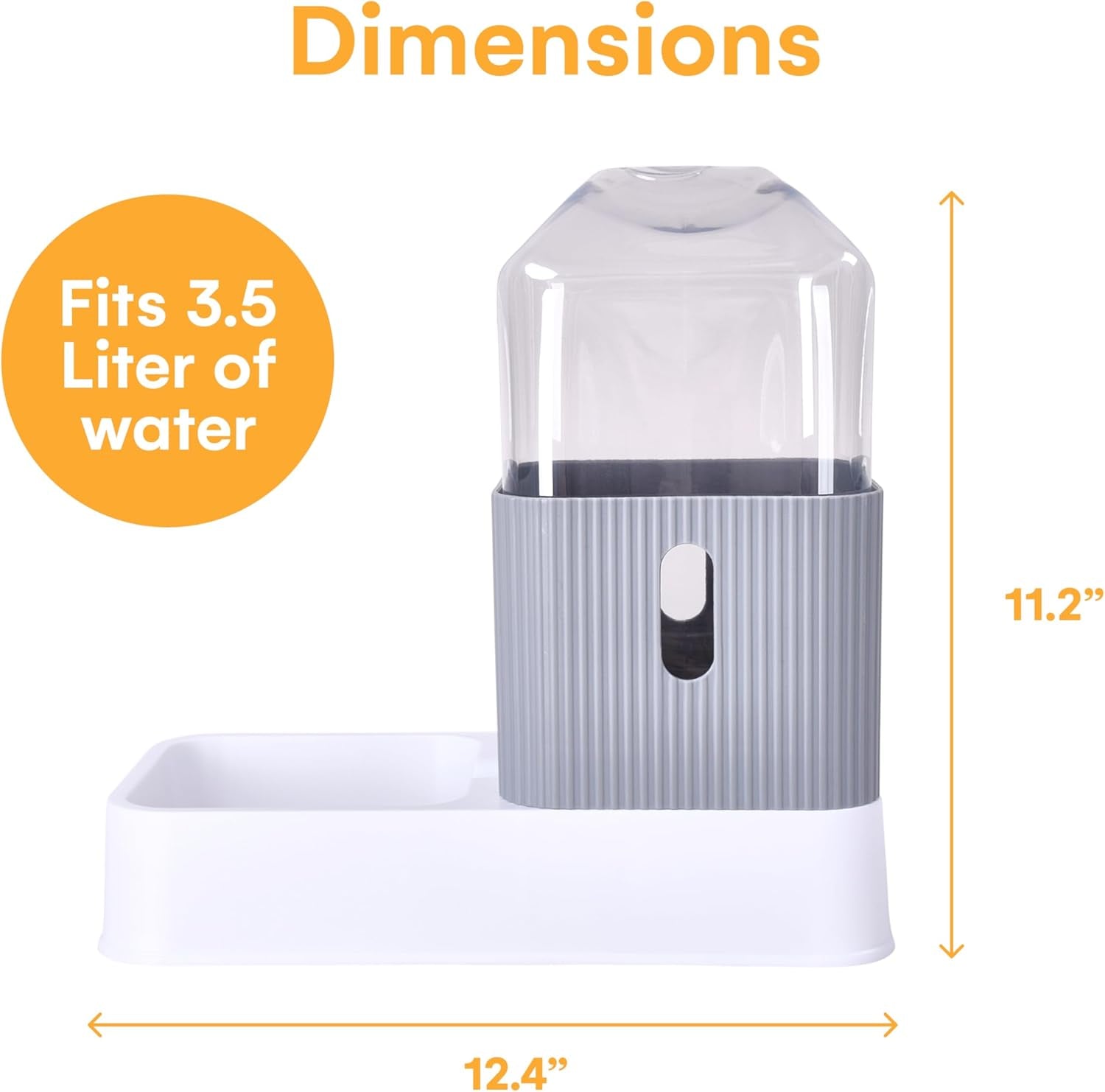 Automatic Pet Water and Food Dispensers - Easy to Clean Feeding Bowls for Dogs and Cats - Convenient and Time-Saving Pet Station for Busy Owners - 12'H×6.3'L×11'W 3.5L Each - Grey