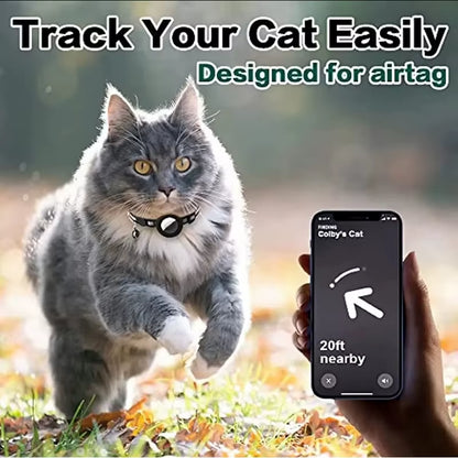 1Pcs Pet Airtag Cat Collar Breakaway, Reflective Kitten Collar with Apple Air Tag Holder and Bell for Girl Boy Cats, 0.4 Inches