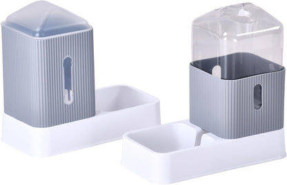 Automatic Pet Water and Food Dispensers - Easy to Clean Feeding Bowls for Dogs and Cats - Convenient and Time-Saving Pet Station for Busy Owners - 12'H×6.3'L×11'W 3.5L Each - Grey